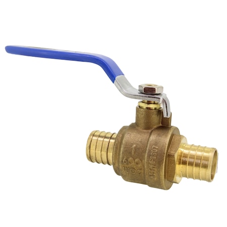 Revalved REVALVED PEX Full Port 1 Brass Ball Valve - Blue Handle, Lead-Free REV100PB